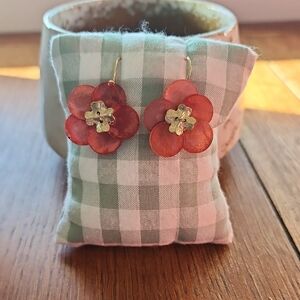 Floral Red & Gold Earrings